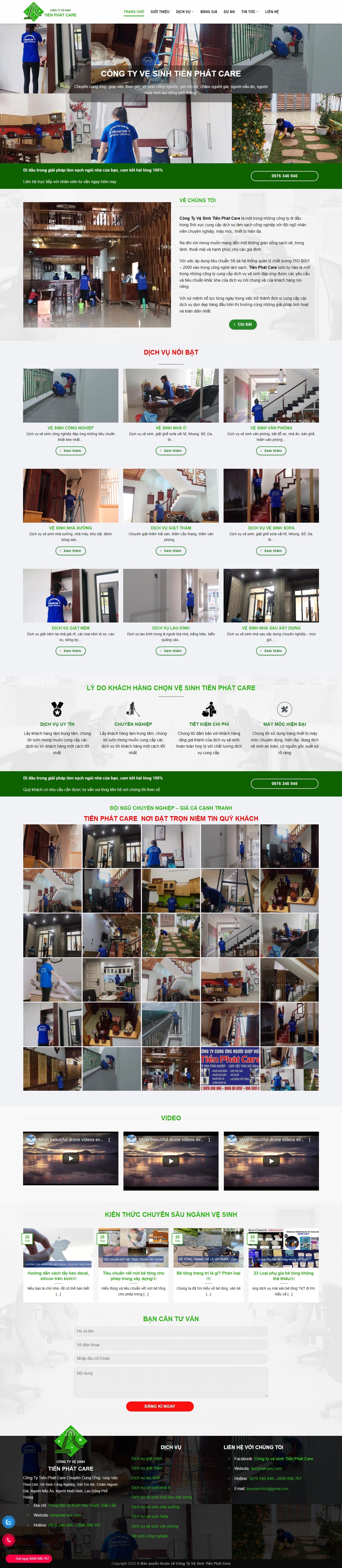 Thiết kế Website Gia Lai - DỊch vụ vệ sinh Tiến Phát Care